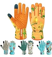 SLARMOR Leather-Gardening-Gloves for Women -Thorn-Proof Work-Gloves for Weeding, Digging, Plantin...
