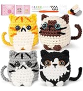 Crochet Kit for Beginners, 4-Pack Adorable Cat Crochet Kits, Beginner Crochet Kit for Adults, Cro...