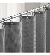 Lameirose Waffle Shower Curtain and Liner Set, 3 in 1 Shower Curtain Set with 12 Double Sided Sho...