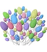 45Pcs Easter Egg Picks, Decorative Mini Foam Eggs, Pastel Egg Stems for Spring Basket Bouquets, F...