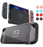 Switch 2 Dockable Case with Screen Protector - Clear Hard Shell Cover with Joy-Con Grip TPU, Thum...