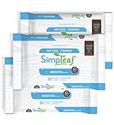 Simpleaf Flushable Wet Wipes Unscented | Plastic Free, Paraben & Alcohol Free | Hypoallergenic & ...