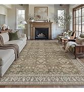 PureCozy 8x10 Brown Area Rug for Living Room Washable Vintage Distressed Carpet Large Bedroom Low...