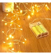 Fairy Lights Battery Operated, 60 LED Fairy String Lights Waterproof Silver Wire 5 Feet Firecrack...