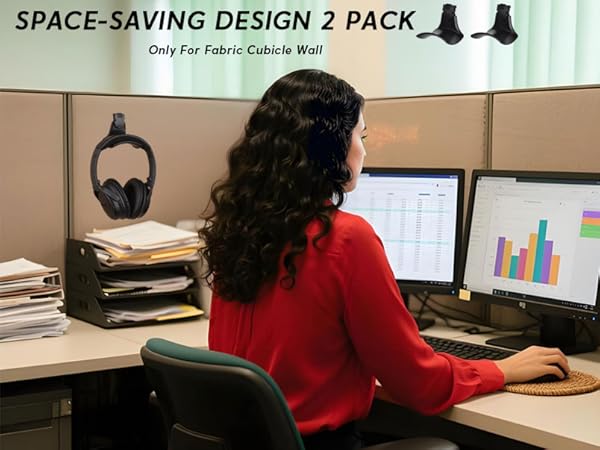 Fabric Wall Headphone Stand for Office, Cubicle Headphone Holder for Work Decor