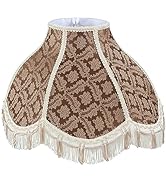 Aspen Creative 30309 Scallop Bell Shape Spider Construction Lamp Shade in Brown with Beige Trim, ...