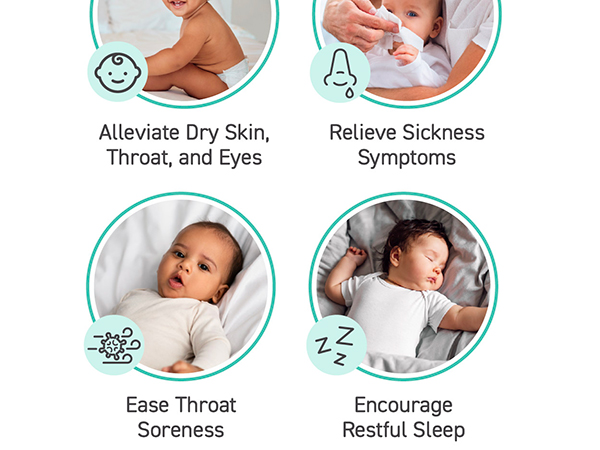 pure baby humidifier alleviates dry skin ease throat soreness encourage restful sleep