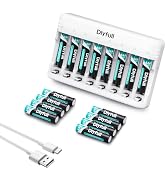 Dlypow U8 8 Bay AA AAA Battery Charger and 16 Pack 1100mAh True High Capacity AAA Rechargeable Ba...