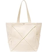 Canvas Large Tote Bag for Women, Shoulder Bag With Side & Inner Pockets, Lightweight Purses Handb...