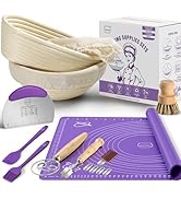 MIAOKE Sourdough Bread Baking Supplies Kit - Dough Whisk, Bread Lame, Proofing Baskets 10 Inch Ro...