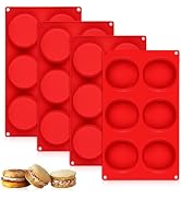 Silicone Egg Molds, 3” Muffin Top Pan 4 Pack Nonstick for Baking English Muffin, Whoopie Pie, Cor...