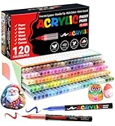 TECADA 120 Colors Acrylic Paint Markers, Soft Brush Tip Acrylic Markers Set, Paint Pens for Wood,...