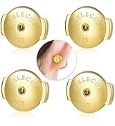 DELECOE 2-Pairs 925 Sterling Silver Locking Earring Backs Replacements, 18K Gold Plated Secure Hy...