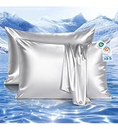 Elegear Cooling Pillow Cases Set of 2 for Hot Sleepers, Soft Silky Satin Pillowcase for Hair & Sk...