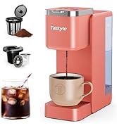 Tastyle Single Serve Coffee Maker, Iced and Hot Coffee Machine for K Cup & Grounds, Compact Desig...