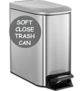 Homie Soft Close, Slim Trash Can 6 Liter / 1.6 Gallon with Anti - Bag Slip Liner and Lid, Use as ...