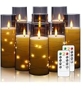 Nimiko Flickering Flameless LED Candles,Battery Operated Candles 9 Pcs with Embedded Star String,...