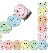 Whaline 32.8 Ft Boho Happy Face Bulletin Board Border Pastel Smile Face Die-Cut Border Trim with ...