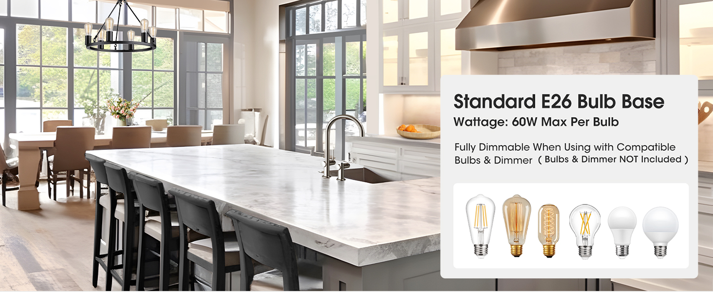 LOHAS 6 lights black wagon wheel chandelier