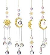 4Pieces Sun Catcher, Crystals Decor,Colorful Crystal Suncatcher with Chain Pendant Ornaments Hang...