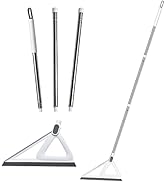 Multifunction Magic Broom, Rubber Squeegee Broom with 53" Long Handle, Silicone Floor Scraping Br...