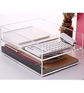 SANRUI Acrylic Stackable Letter Tray Desk Organizer Vertical Clear Paper Tray 2-Pack