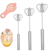 Semi Automatic Whisk, Stainless Steel Whisk, Egg Beater, Hand Push Whizzy Whisks for Cooking, 202...