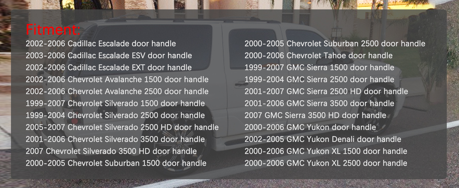 FAERSI Exterior Outside Door Handle Front Left Driver Side for 1999-2007 Silverado, Tahoe, Suburban