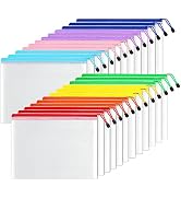 SUNEE Plastic Mesh Zipper Pouch 10x14 in (6 Colors, 24 Packs),Extra Large Water-Resistant Zip Bag...