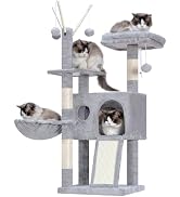 Hey-brother Cat Tree Tower, Scratching Posts with Removable Toys, Cozy Condo, Platform, Hammock, ...