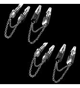 4Pcs Silver Metal Snap Hair Clips Chain Cross Heart Hair Barrettes Clips with Pendant Girls Hair ...