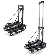 Folding Hand Truck Small Dolly,Foldable Utility cart with 4 Wheels & 2 Elastic Ropes,Foldable Dol...