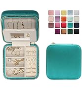 BLUTETE Travel Jewelry Box Organizer Velvet Travel Case With Mirror Ring Earrings Necklaces Stora...