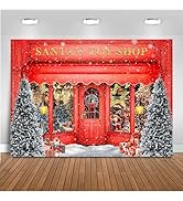 Mocsicka Christmas Santa's Toy Shop Photo Backdrop Snow World Xmas Family Holiday Photography Bac...