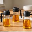Black glass oil dispenser spray bottle for kitchen cooking, 470ml