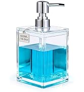 LGURT 500ml 7.28'' Tall Square Clear Acrylic Soap Dispenser with Pump, Refillable Hand Soap & Lot...