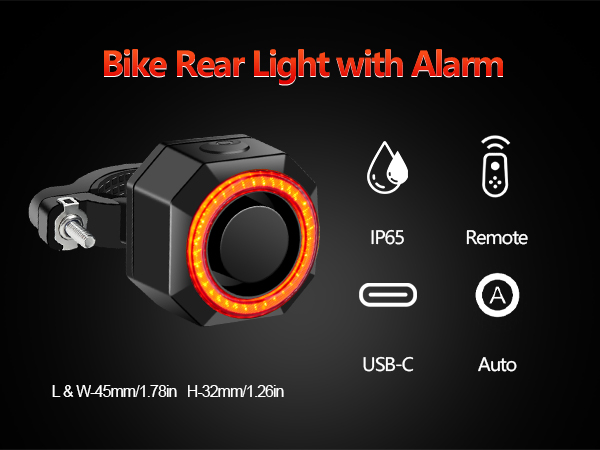 Bike Alarm with Bicycle Tail Light