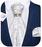 DiBanGu Paisley Ascot Ties for Men Silk Woven Cravat Tie and Pocket Square Cufflinks Set with Tie...