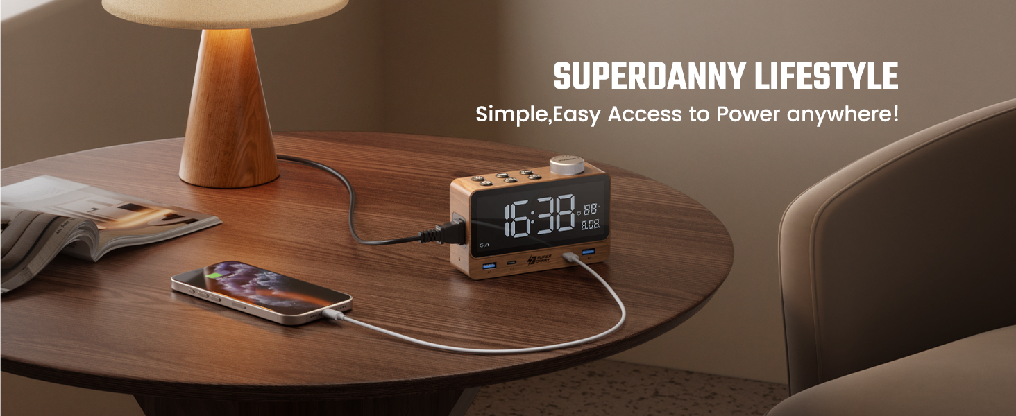 SUPERDANNY Digital alarm clock charging station