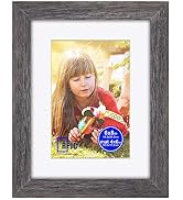 6x8 inch Picture Frame Made of Solid Wood and High Definition Glass Display Pictures 4x6 with Mat...