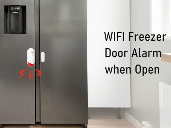 Smart WiFi Freezer Refrigerator Door Alarm with Free Real-Time APP Alerts