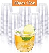 KesaPlan 100 Pcs Disposable Stemless Glasses 12oz Crystal Plastic Wine Glasses Clear Classic Cup ...