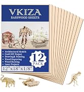 12 Pack Basswood Sheets for Crafts 12x18x1/8 Inch, 3mm Thick Unfinished Plywood for Laser Cutting...