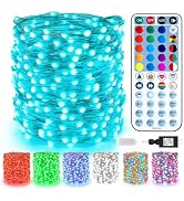 BrizLabs Christmas Fairy Lights, 66ft 200 LED Color Changing Fairy Lights with Remote, Plugin RGB...