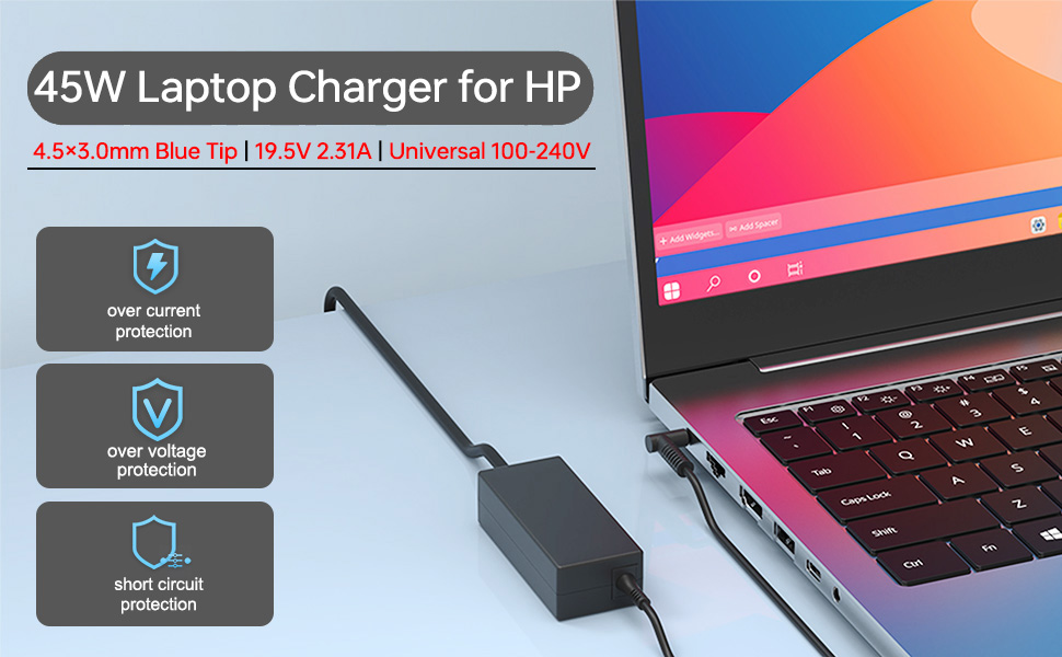 Compatible with hp laptop charger 45w
