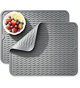 Hestiasnax 2 Pack Silicone Dish Drying Mat for Kitchen Counter, 16" X 12", Heat Resistant & Non-s...
