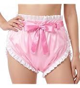 Littleforbig Silky Adult Ribbon Ruffled Omutsu Diaper Wrap Cover Washable Adjustable Reusable Wat...
