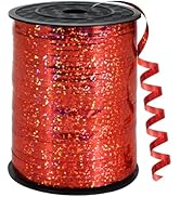 BEISHIDA 500 Yards Red Ribbon Crimped Curling, Balloon String Shiny Metallic Roll for Gift Wrappi...