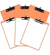 FRETONBA Orange Clipboard with Pen Holder, Set of 6 Plastic Clipboard with Low Profile Metal Clip...