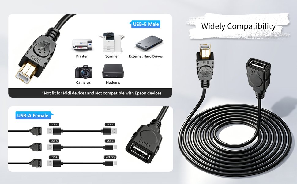 usb female to printer cable